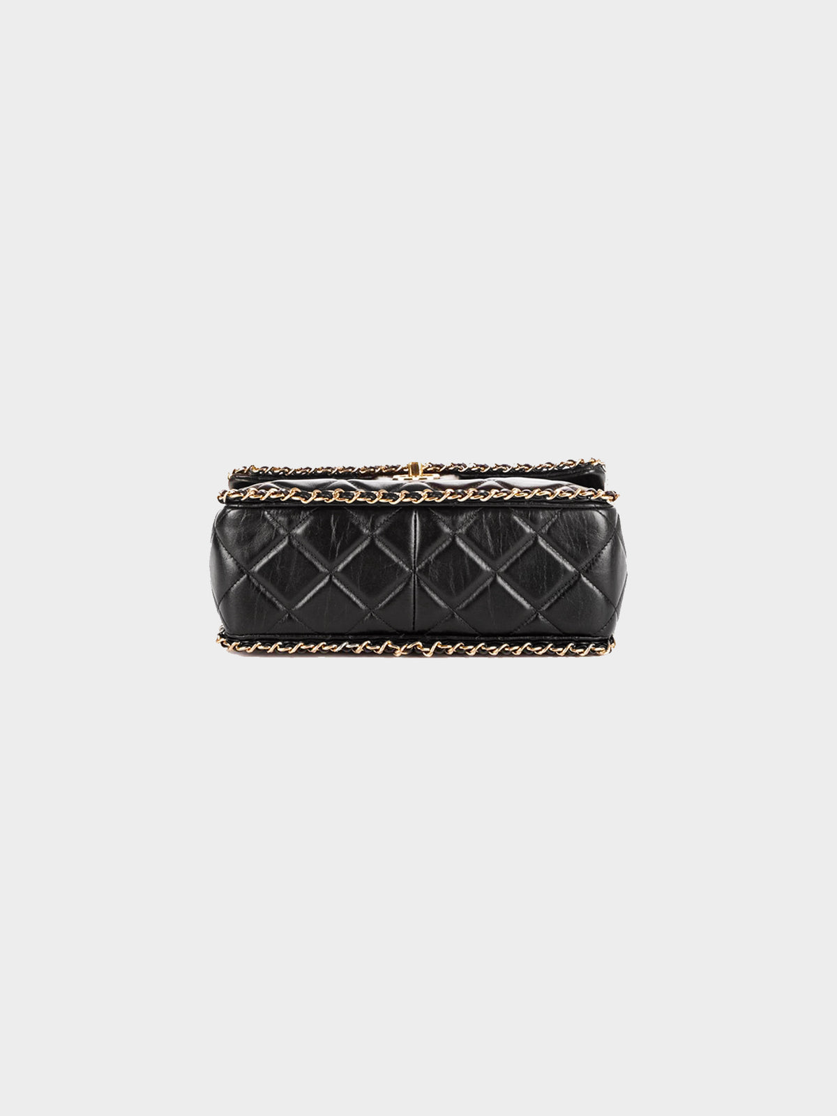 Chanel Late 2020-2021 Black Lambskin Quilted Running Chain Flap Bag
