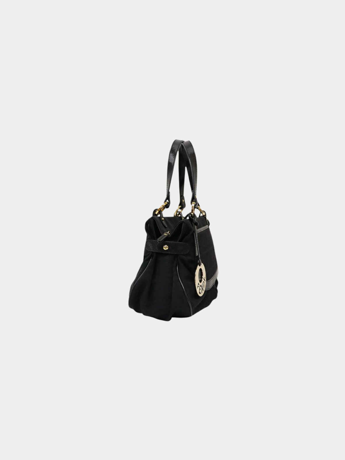 Fendi 2000s Black Nylon Leather Zucca Handbag