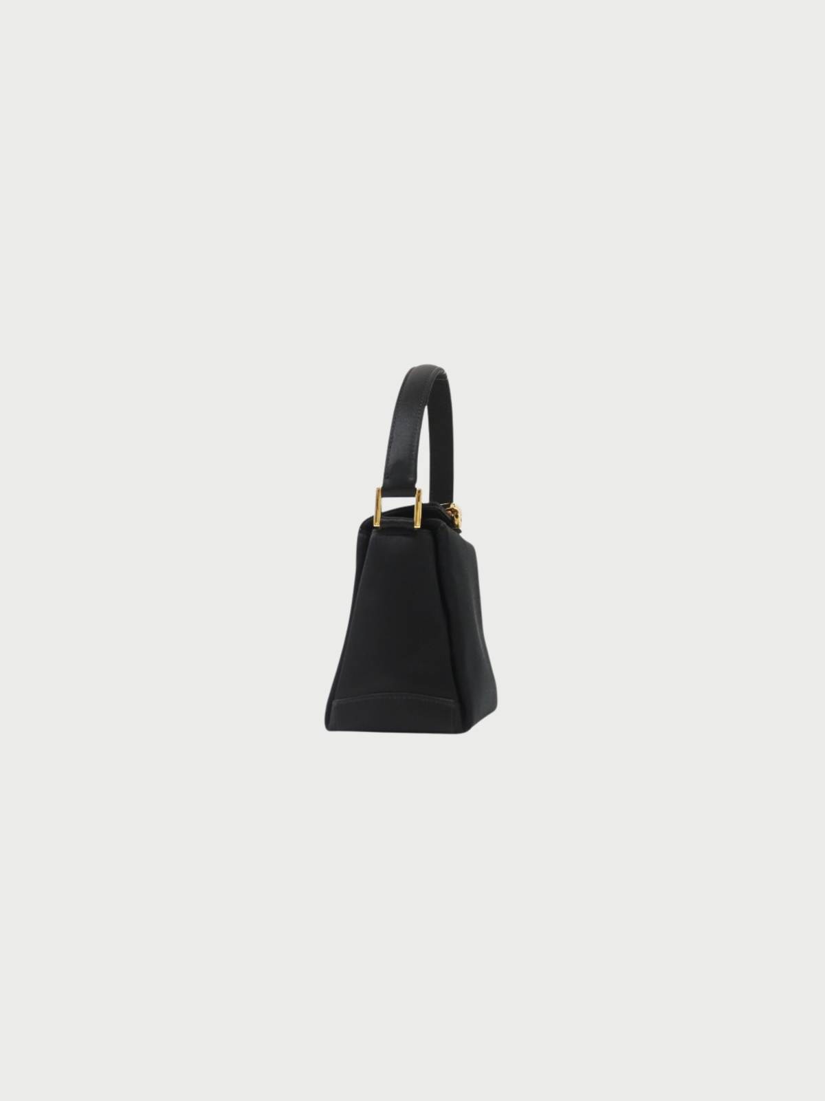 Gucci 2000s Black Satin Logo Hardware Mini Handbag