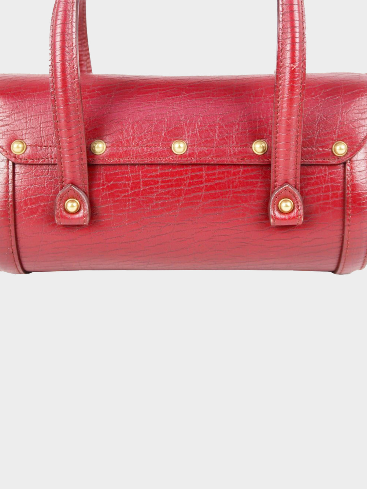 Gucci Early 2000s Red Leather Bamboo Bullet Mini Bag