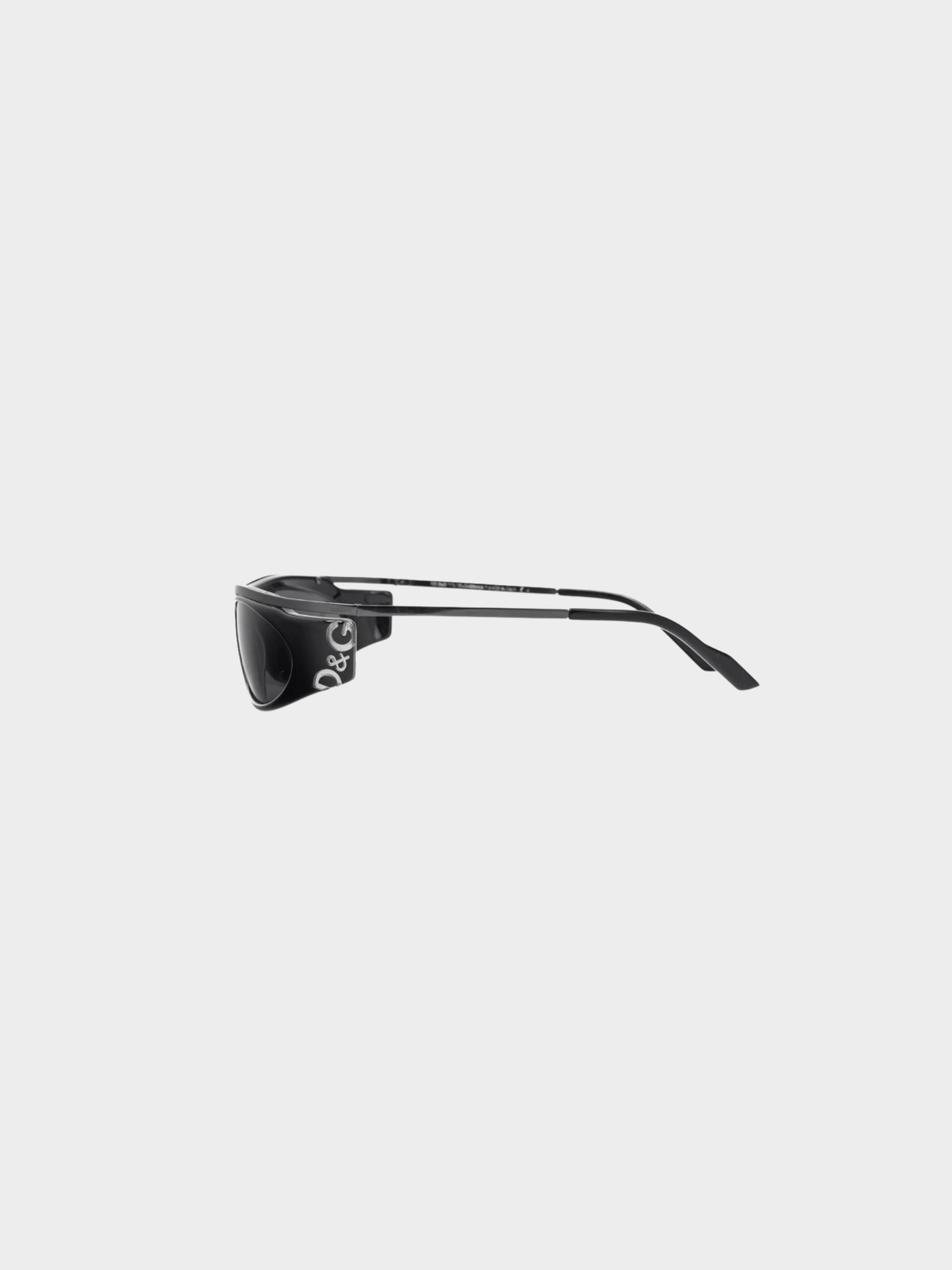 Dolce and Gabbana 2010s Black Acetate Logo-Temple Wrap Sunglasses