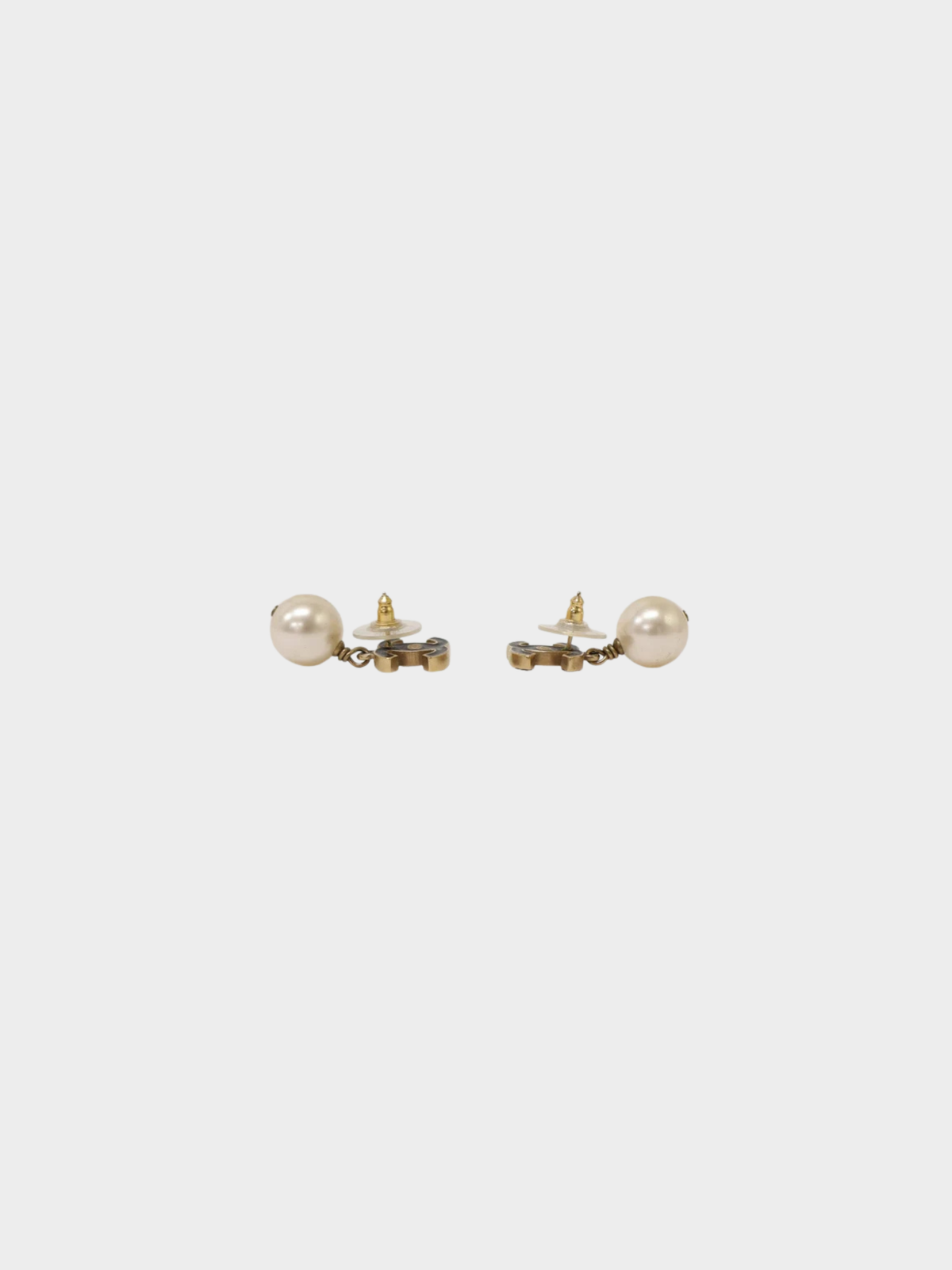 Chanel 2007 Gold Black Coco Pearl Swing Earrings