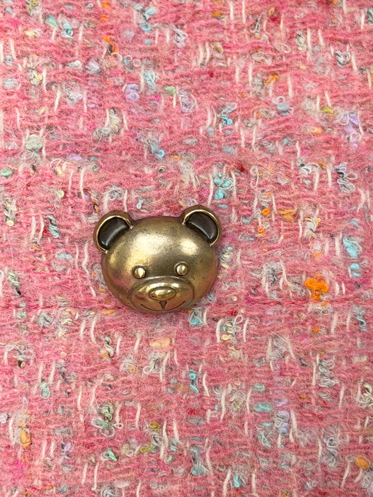 Moschino 2010s Couture Denim and Pink Tweed Button-down Paneled Fitted Dress