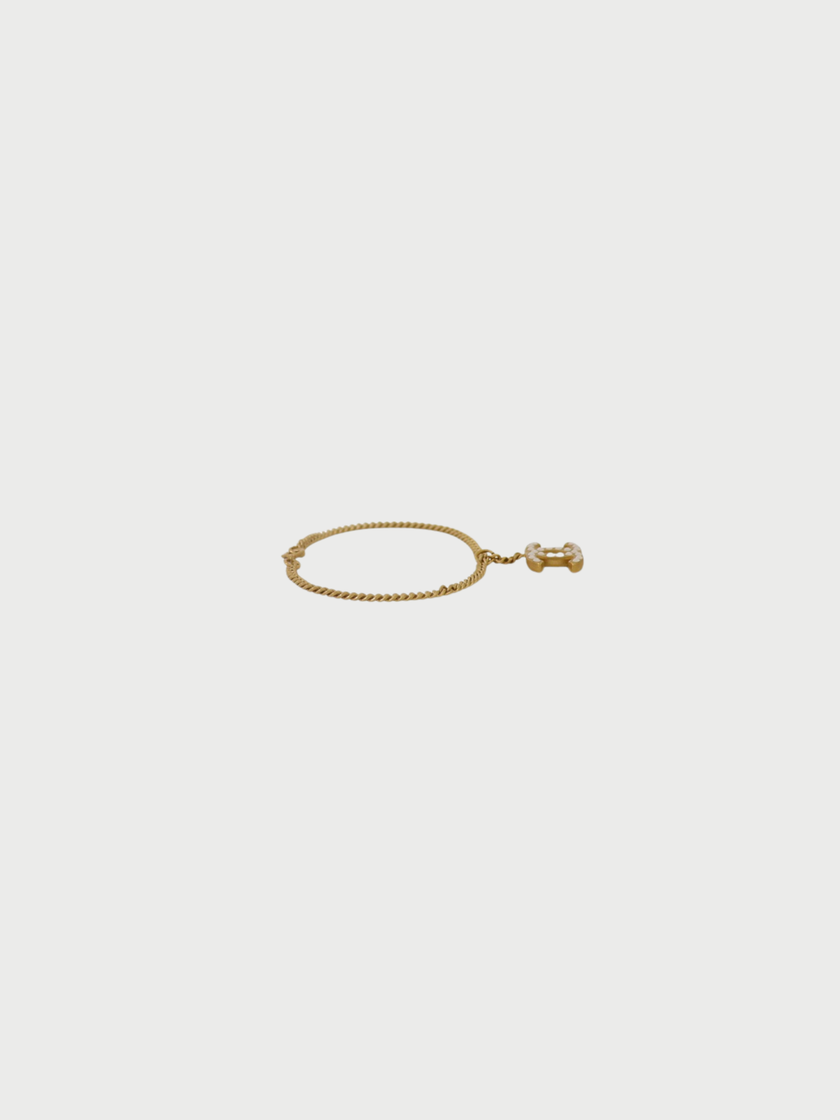 Chanel 2000s Gold White Plated Metal Rhinestone COCO Logo Bracelet