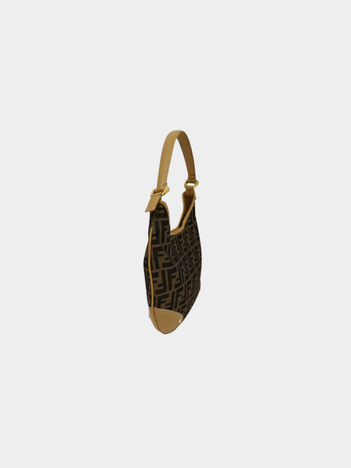 Fendi 2000s Brown Beige Zucca Canvas Hobo One-Shoulder Bag