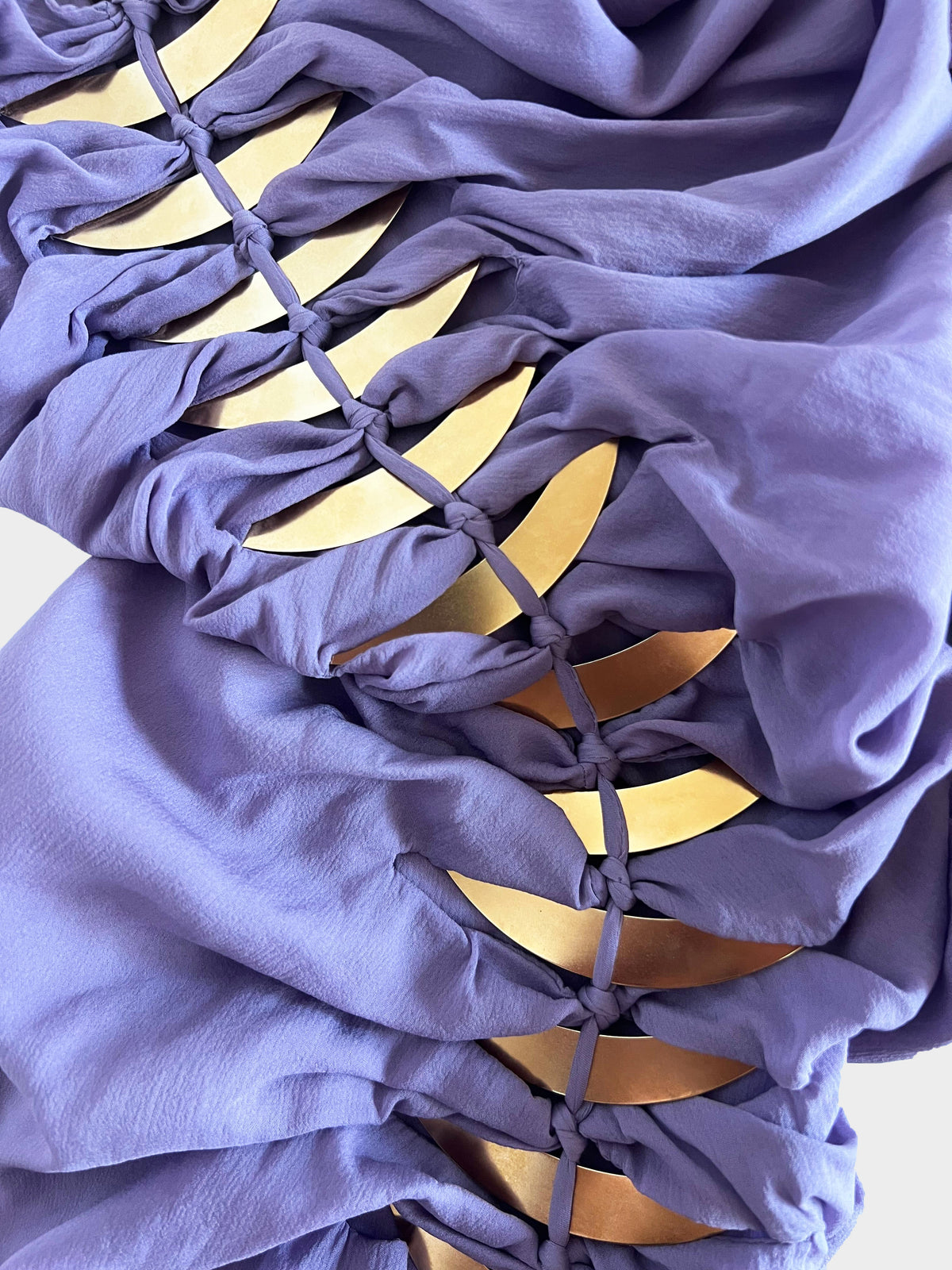 Gucci by Tom Ford SS 2005 Purple Halter Dress with Gold Metal Embellishments