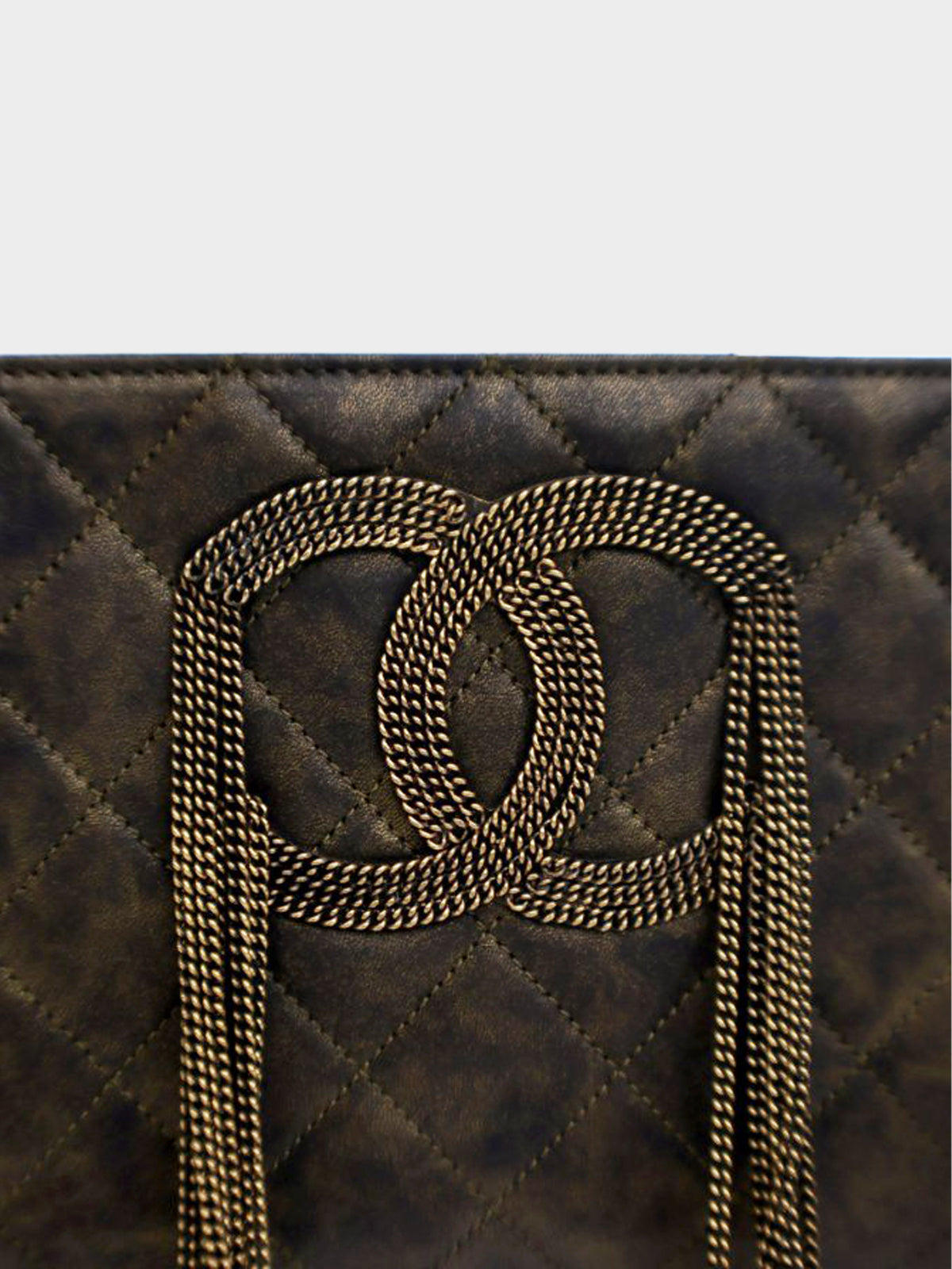 Chanel 2011 Black and Gold Lambskin CC Fringe Clutch