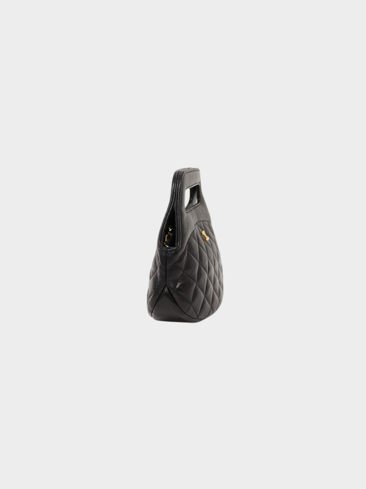 Chanel 1990s Black Lambskin Matelassé Chain 2-Way Bag