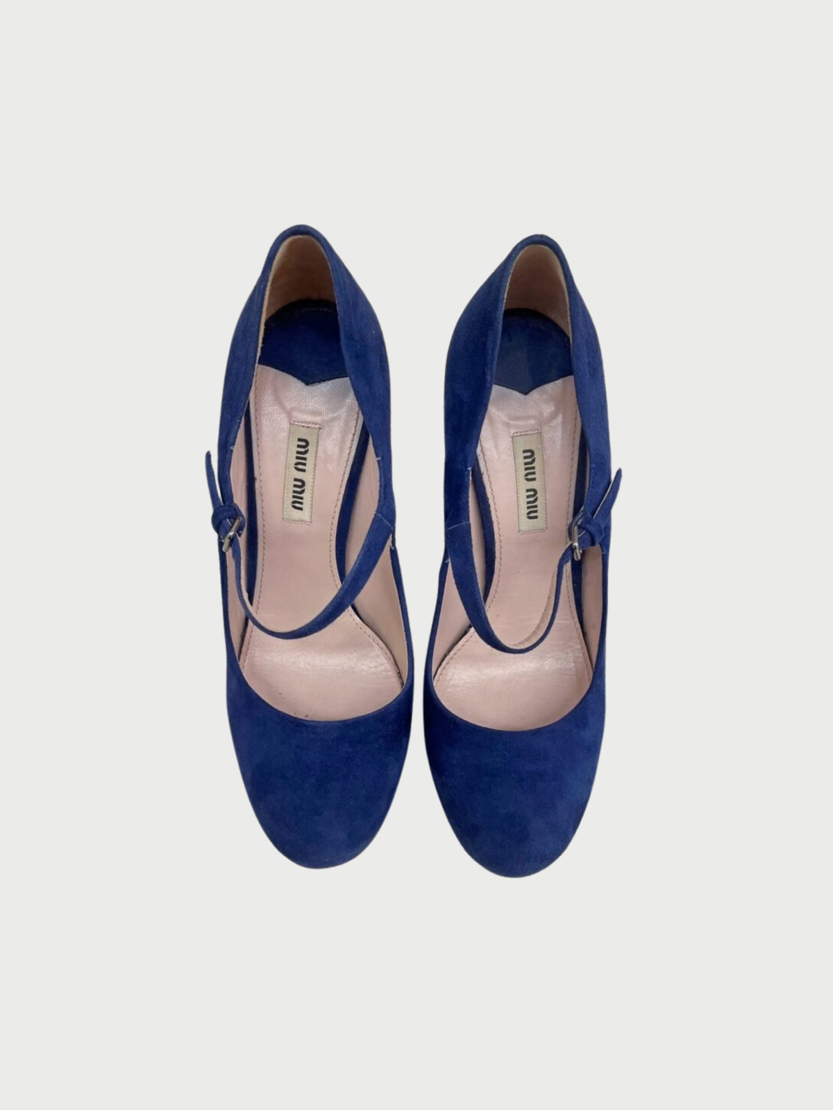 Miu Miu 2010s Navy Suede Mary Jane Pumps