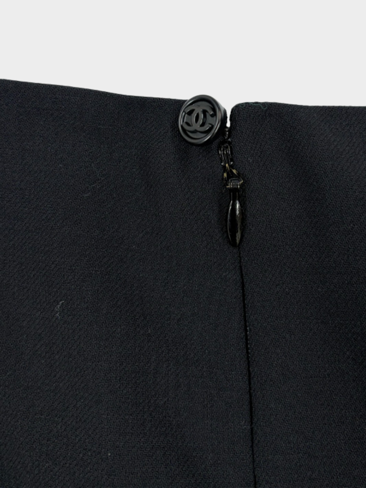 Chanel 2000s Black Wool Silk COCO Button Dress