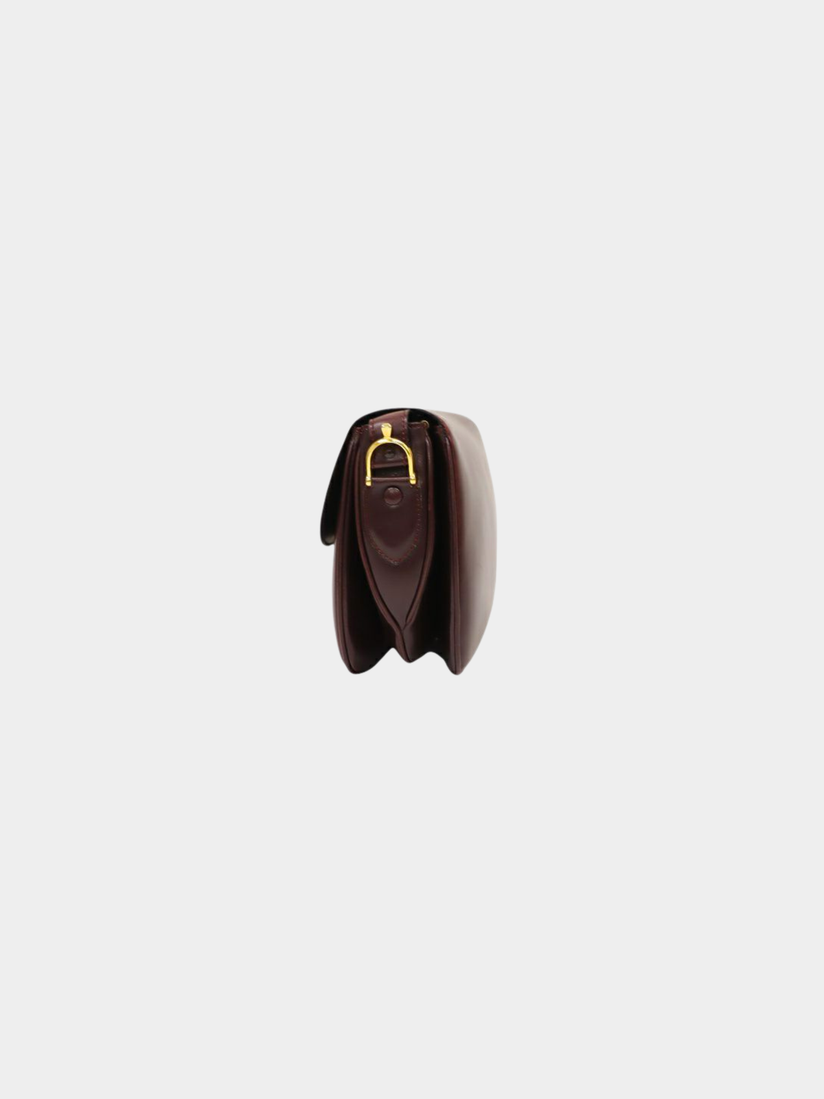 Celine 1990s Bordeaux Triomphe Leather Shoulder Bag