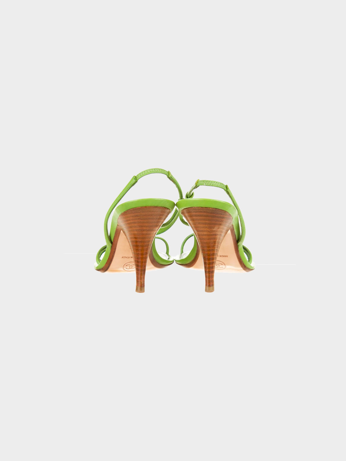 Chanel 2000s Green Slingback Strappy Ladybug Heel