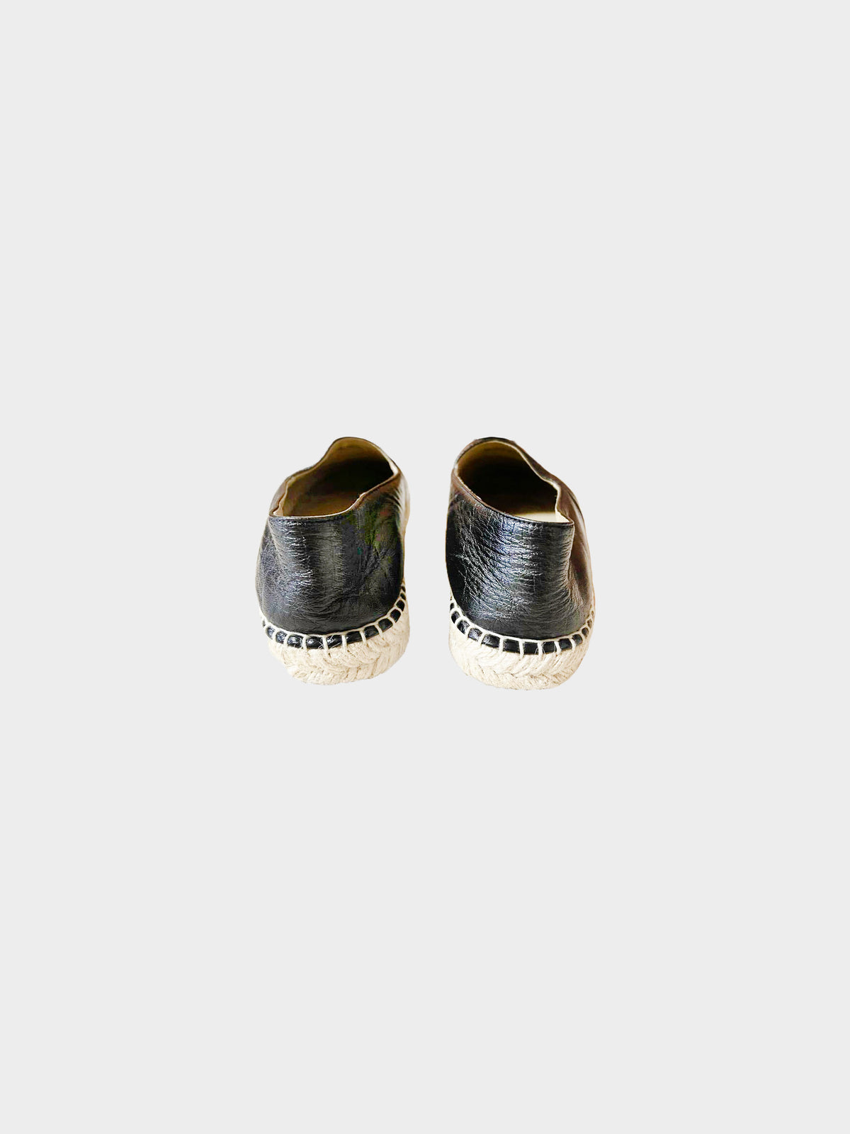 Chanel 2010s Black Leather and Raffia Espadrilles
