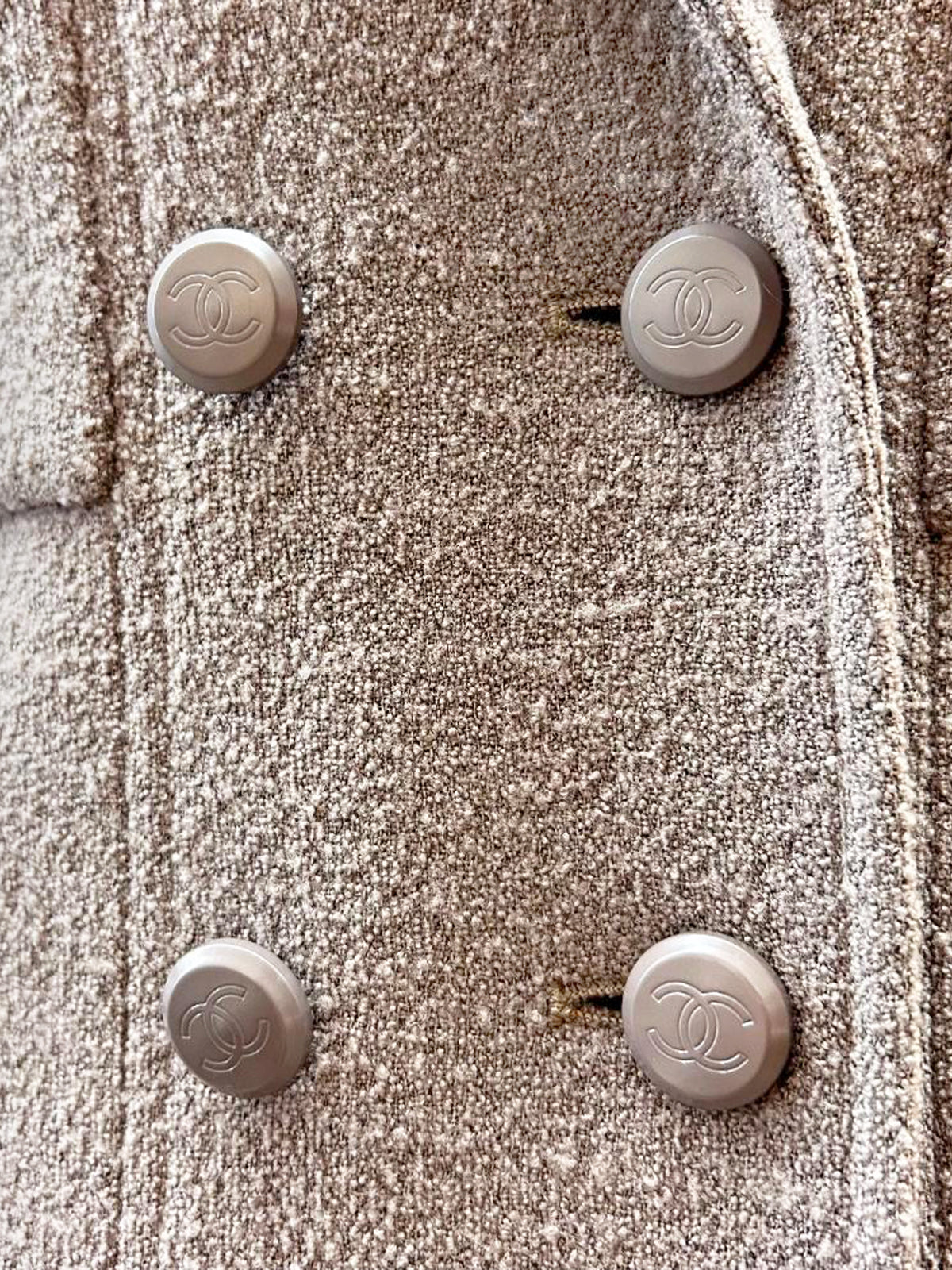 Chanel 1998 Brown Boucle Double Breasted Jacket