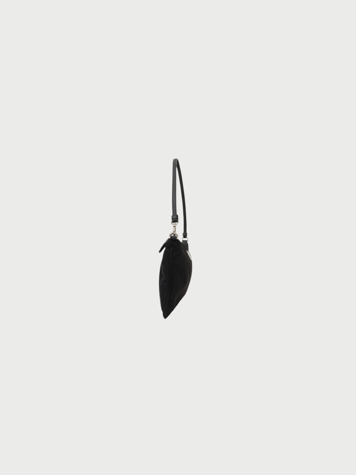 Prada 2000s Black Nylon Triangle Logo One-Shoulder Bag