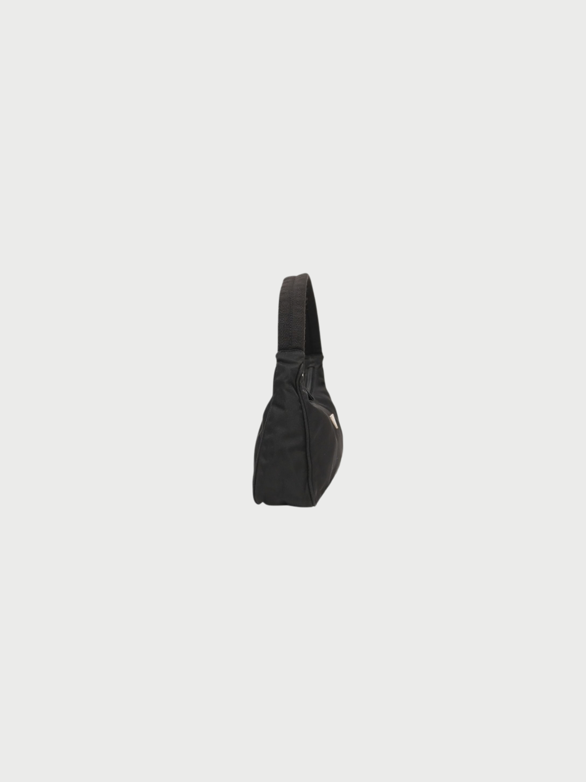 Prada 2005 Black Nylon Triangle Logo Hardware Handbag