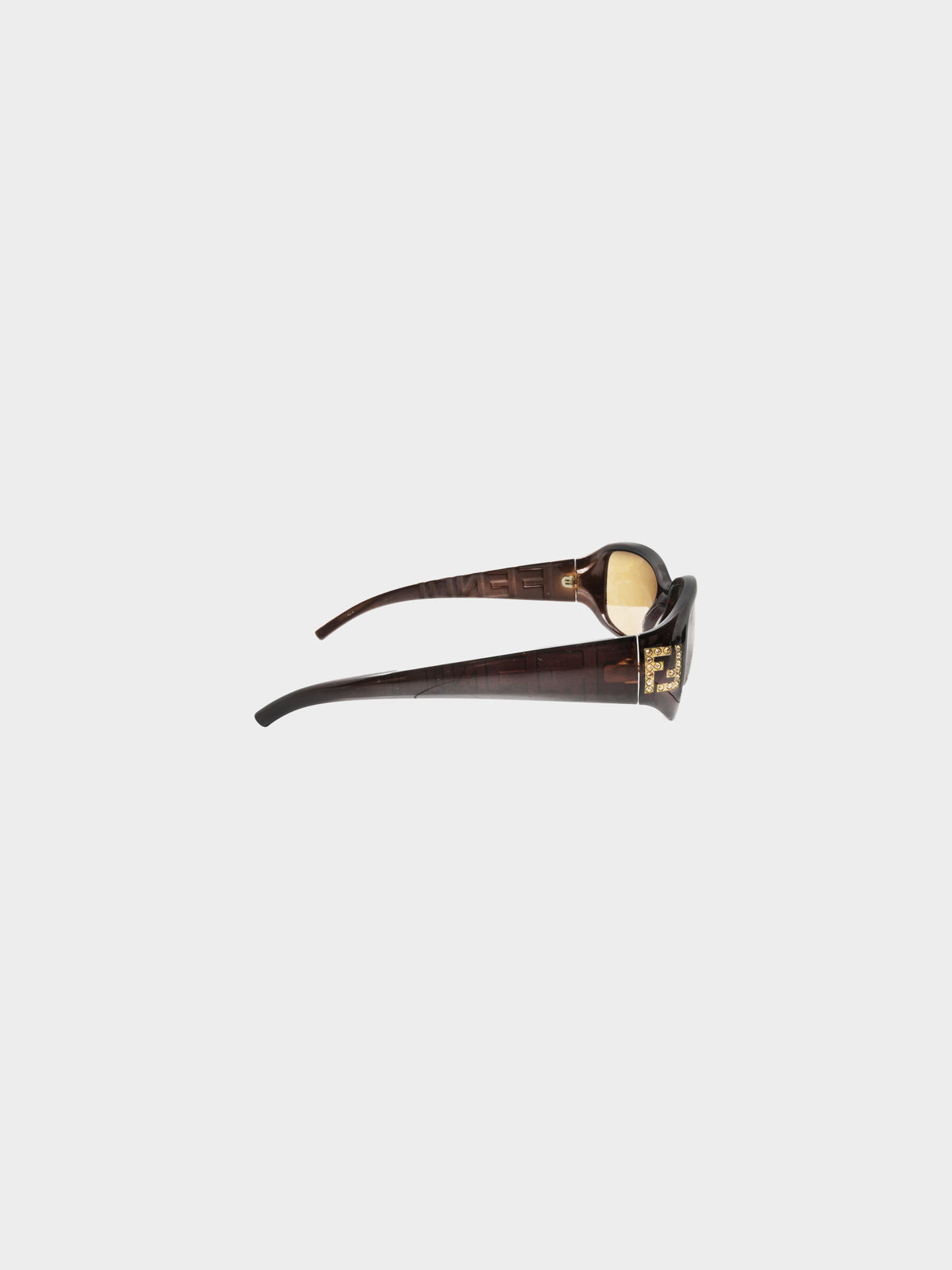 Fendi 2000s Brown Rhinestone FF Logo Sunglasses