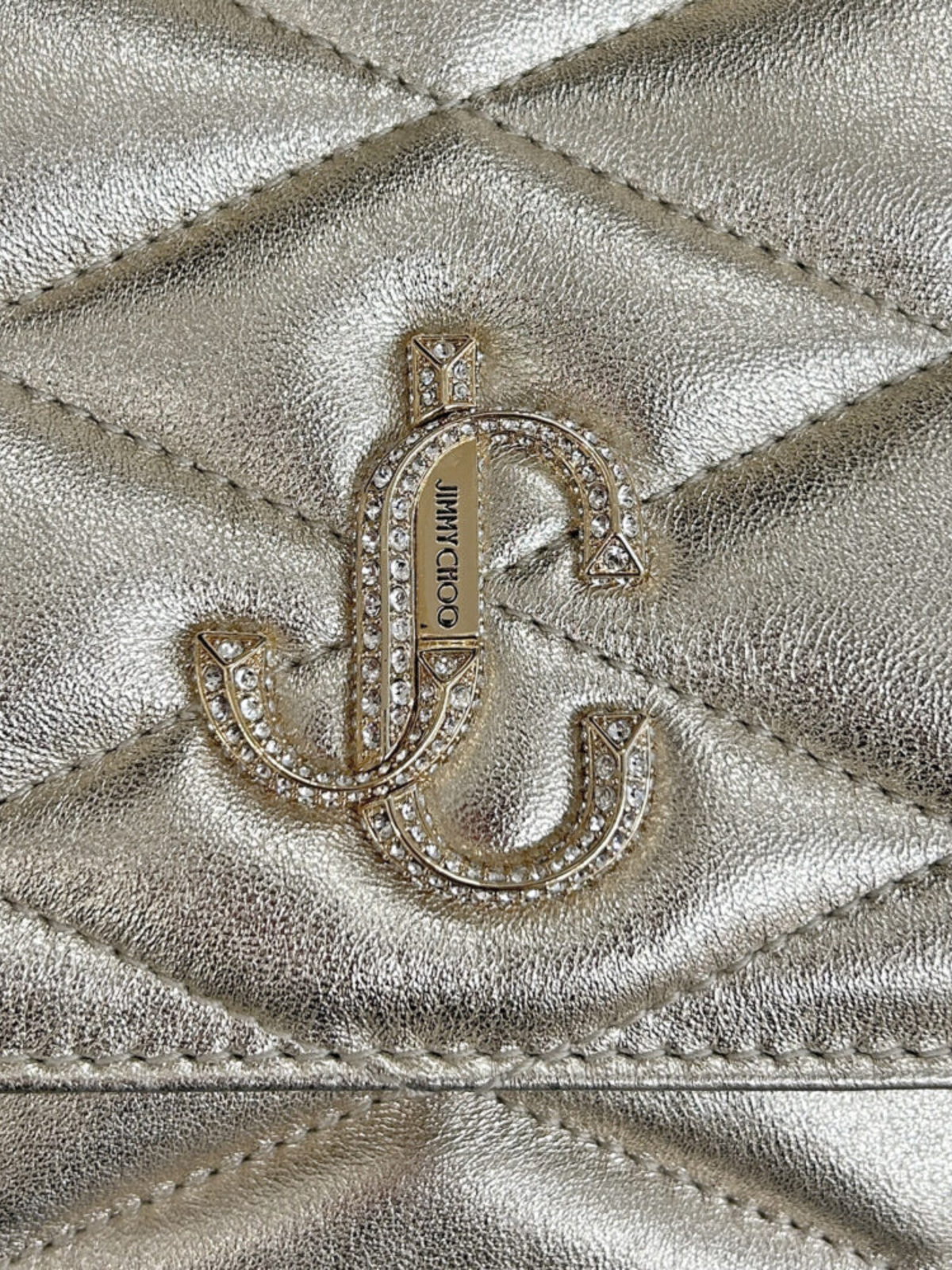 Jimmy Choo 2010s Light Gold Quilted Leather Flap Bag