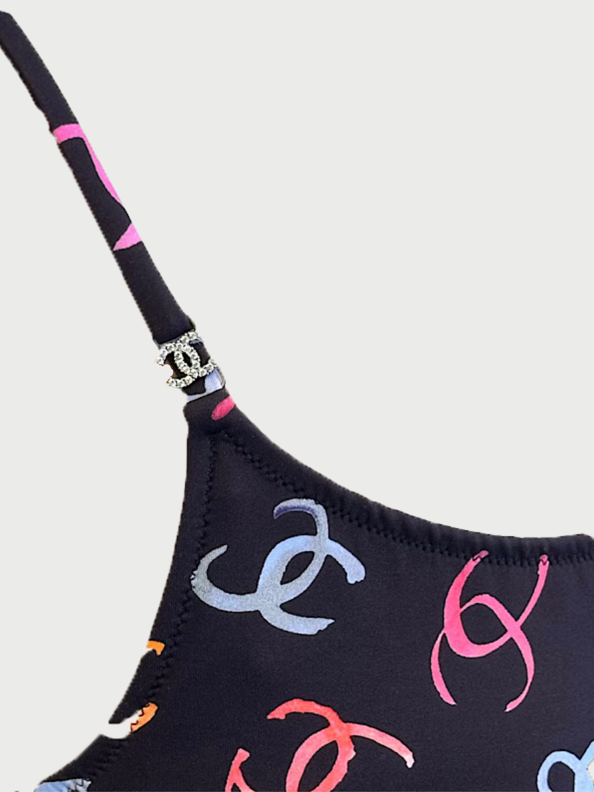 Chanel 2000s Black Nylon CC Camisole Top