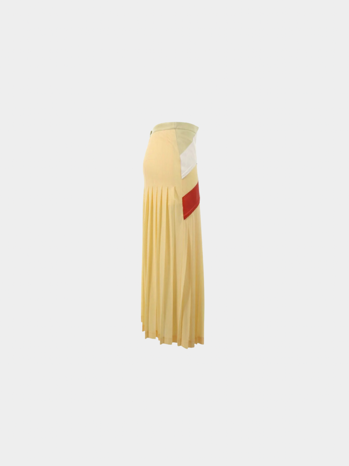 Celine By Phoebe Philo  2017 Yellow Red White Polyester Silk Leather Skirt