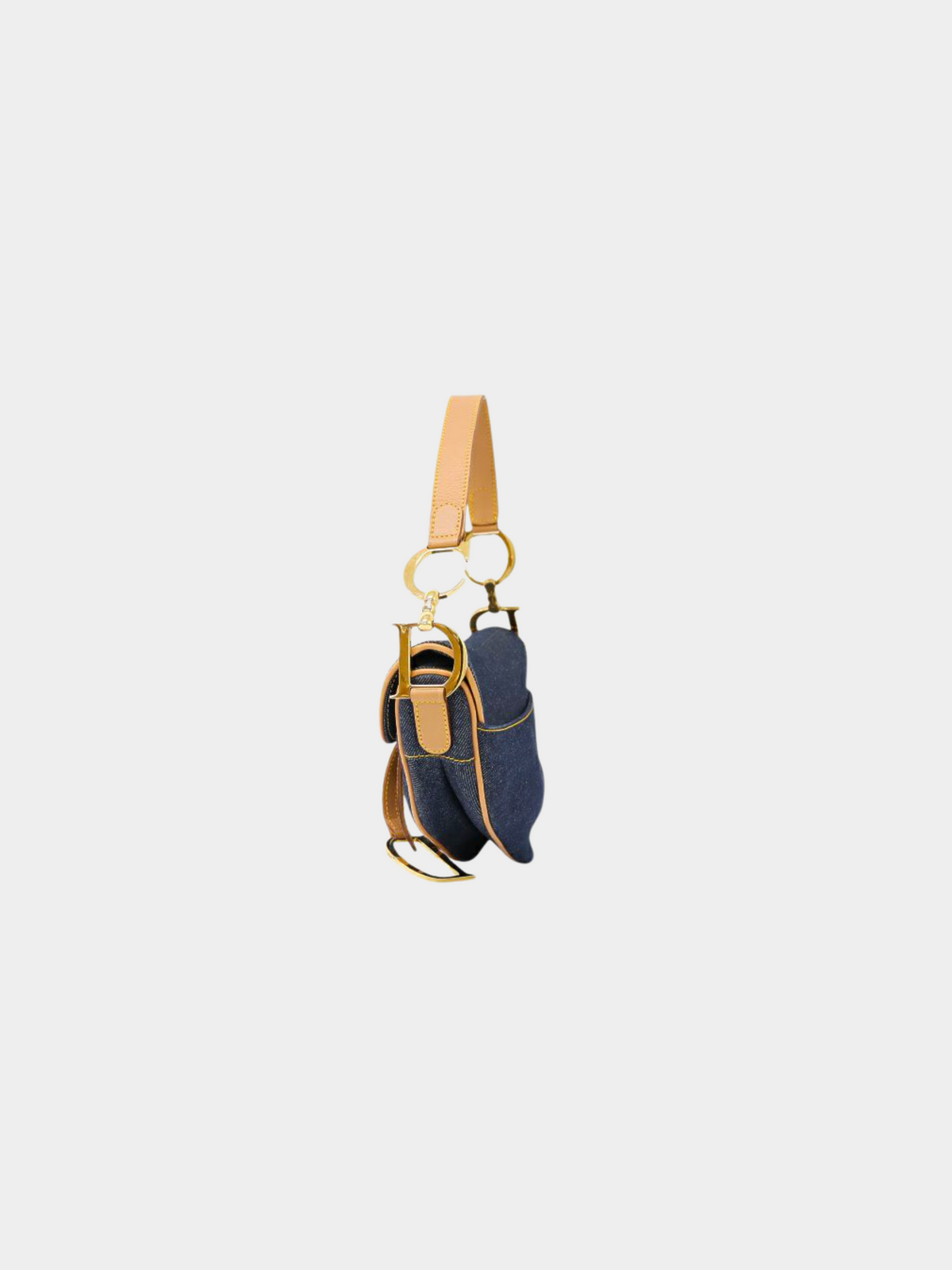 Christian Dior 2000s Navy Beige Denim Saddle Bag