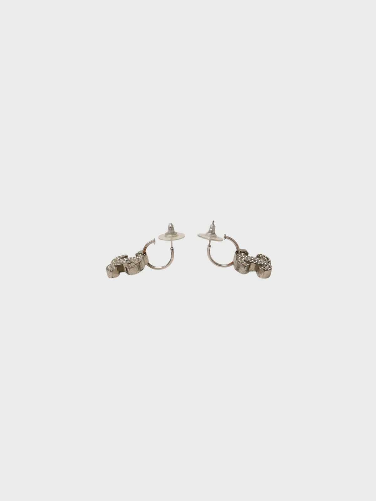 Chanel 2003 Silver Plated Metal Coco Punching Earrings