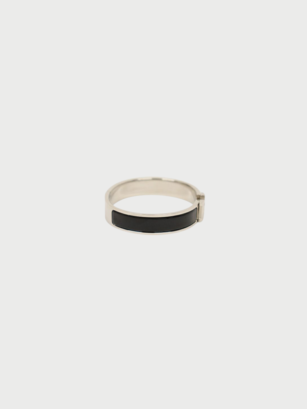 Hermès 2000s Silver Black Plated Metal Clic Clac PM Bracelet