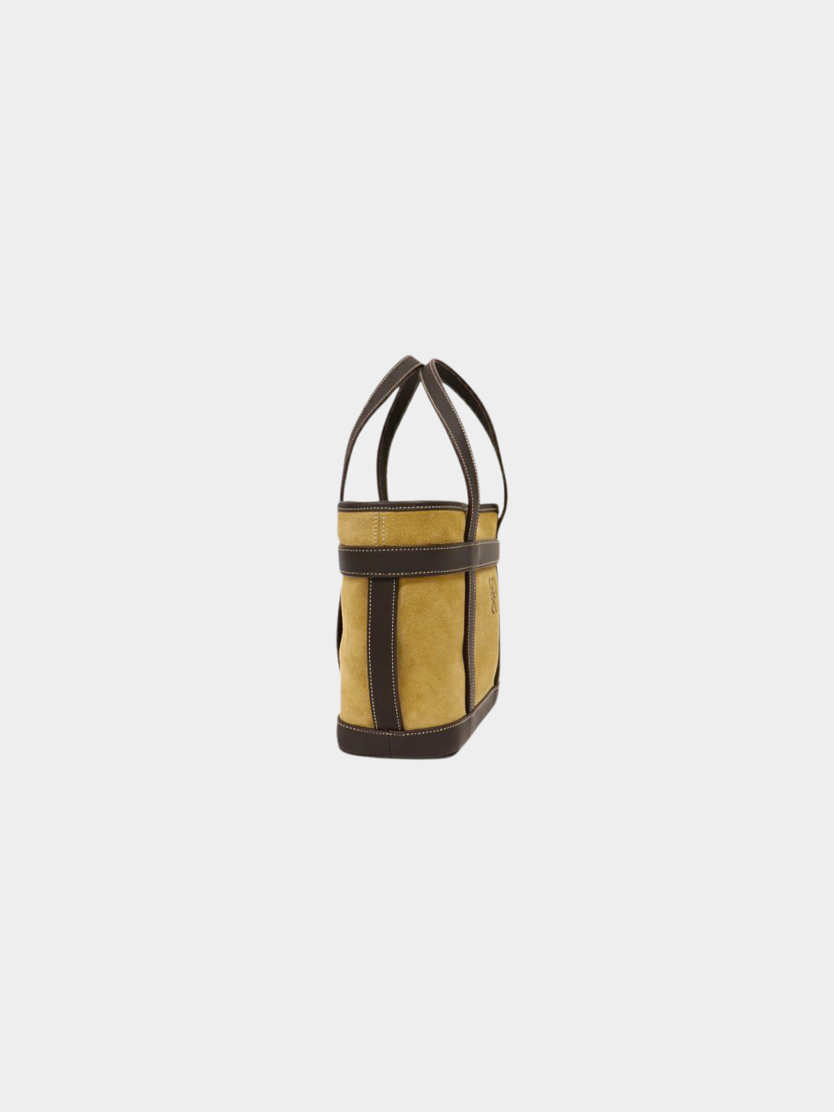 Loewe 2000s Beige Dark Brown Anagram Suede Handbag