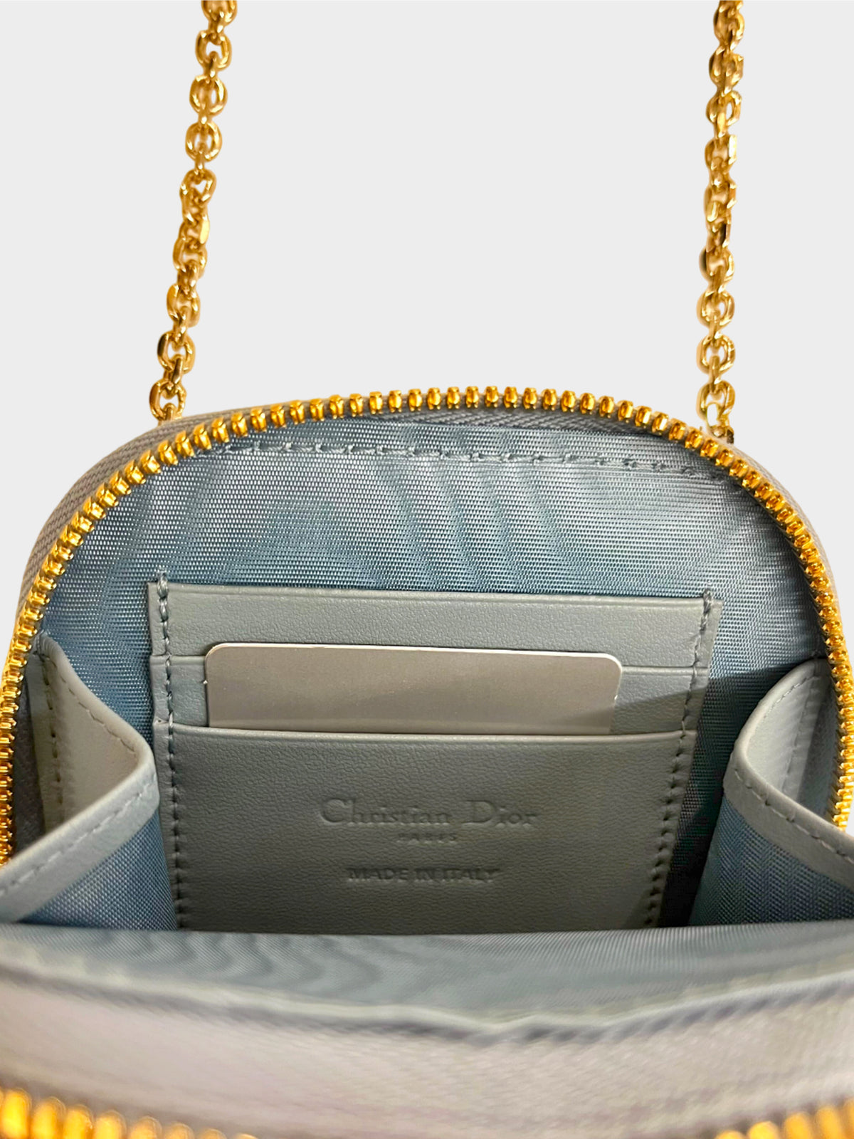Christian Dior 2022 Blue Patent Leather Lady Dior Phone Holder