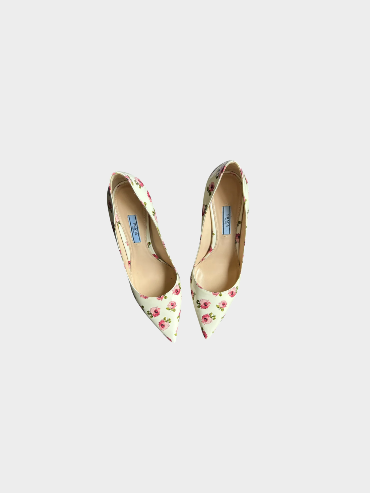 Prada 2000s White and Pink Floral Heels