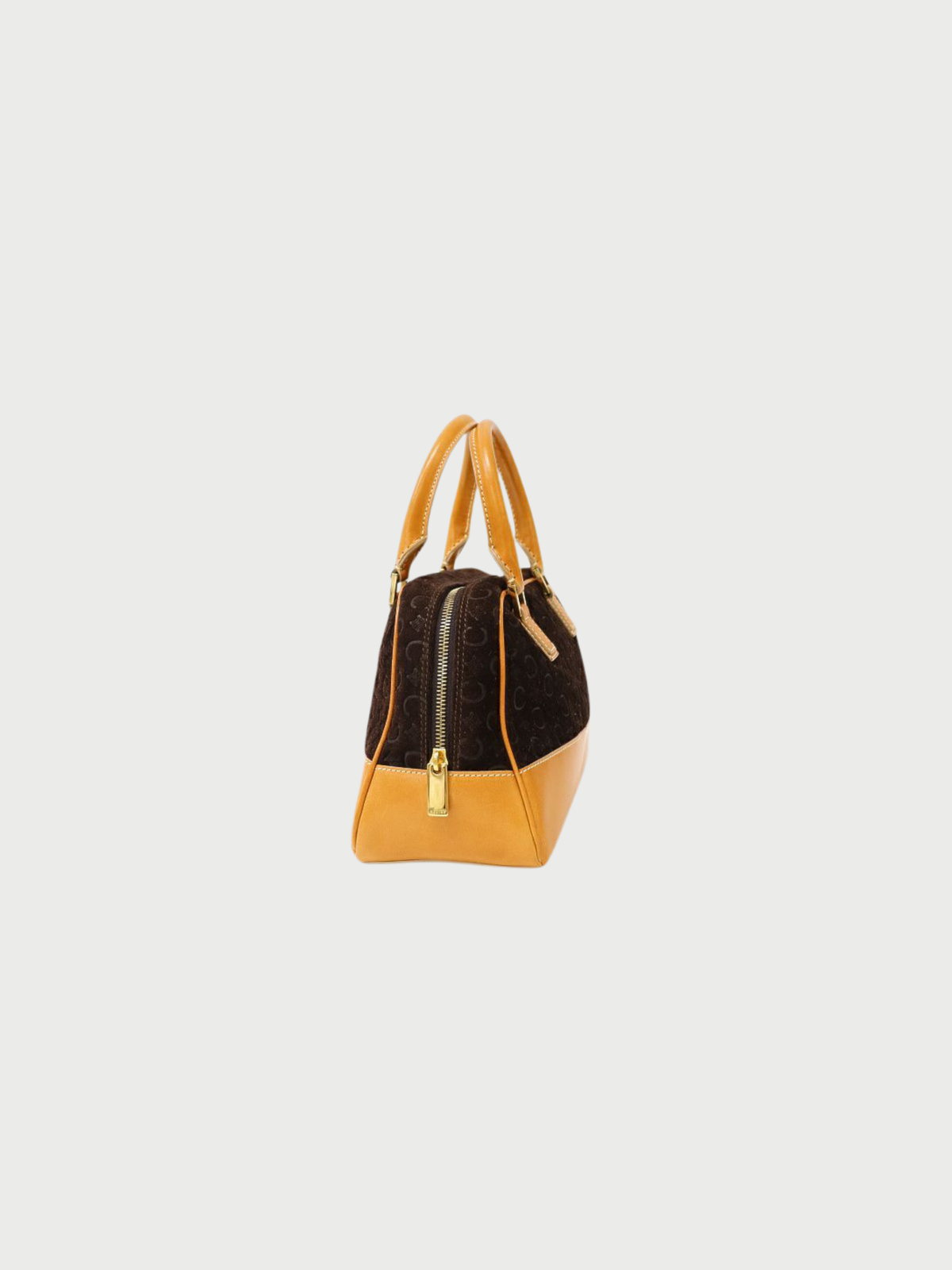 Celine 2000s Brown Suede Leather C-Macadam Top Handle Bag