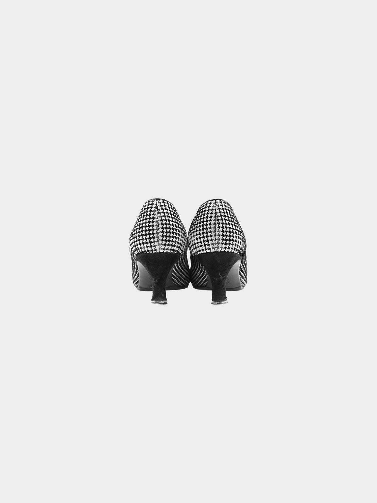 Christian Dior 2000s Black and White Houndstooth Kitten Heeled Pumps
