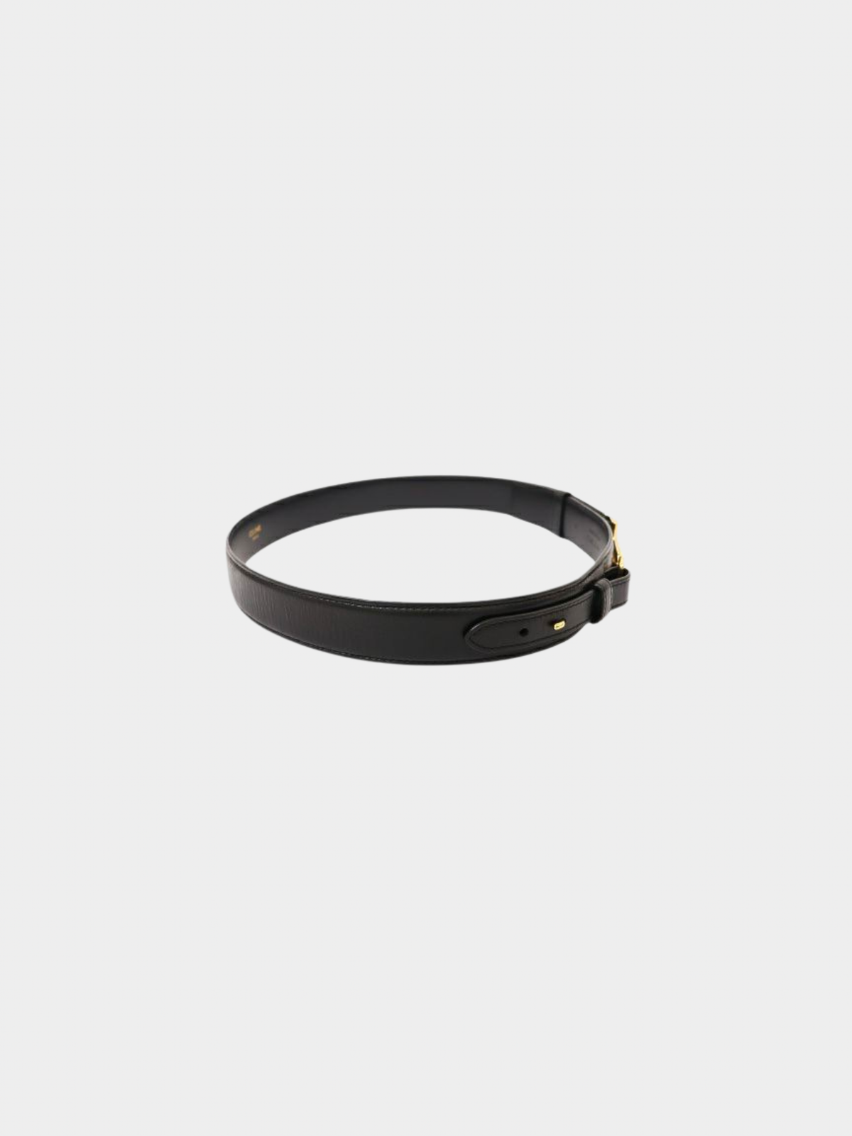 Celine 2000s Black Leather Triomphe Belt