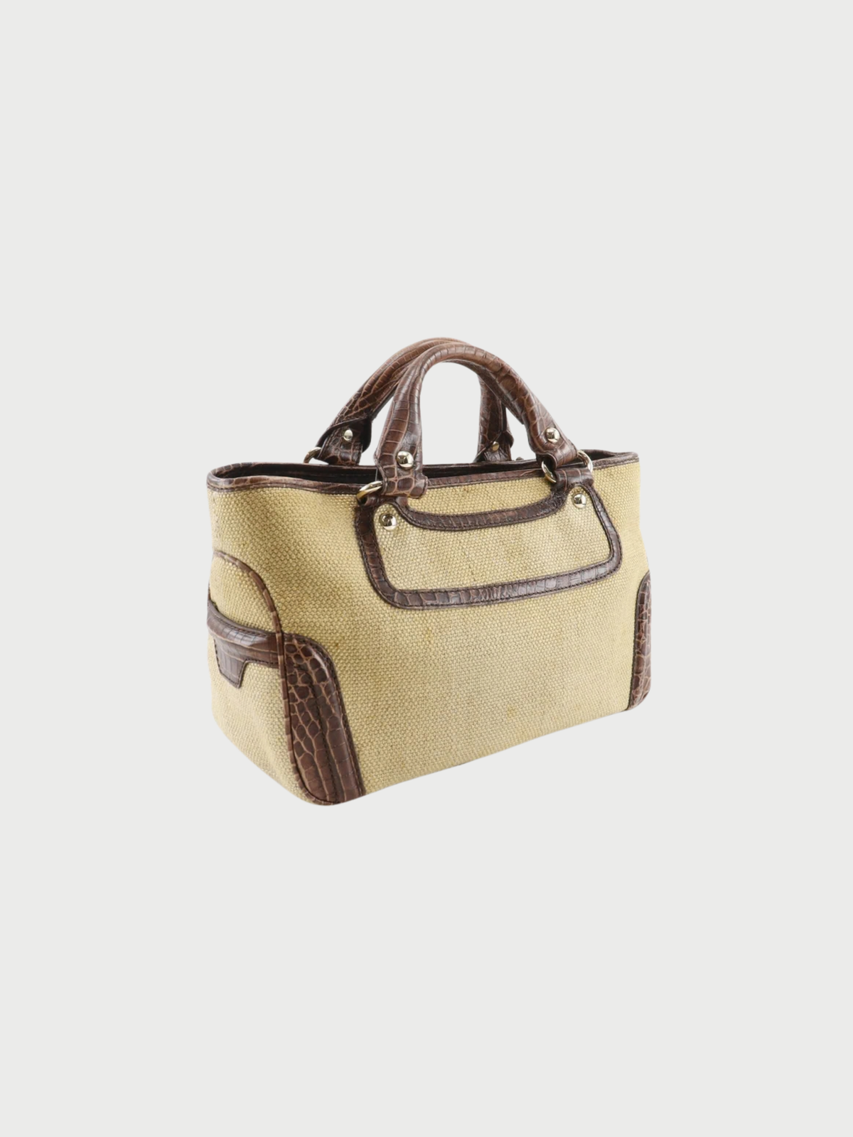 Celine 2000s Brown Straw-Embossed Leather Boogie Bag