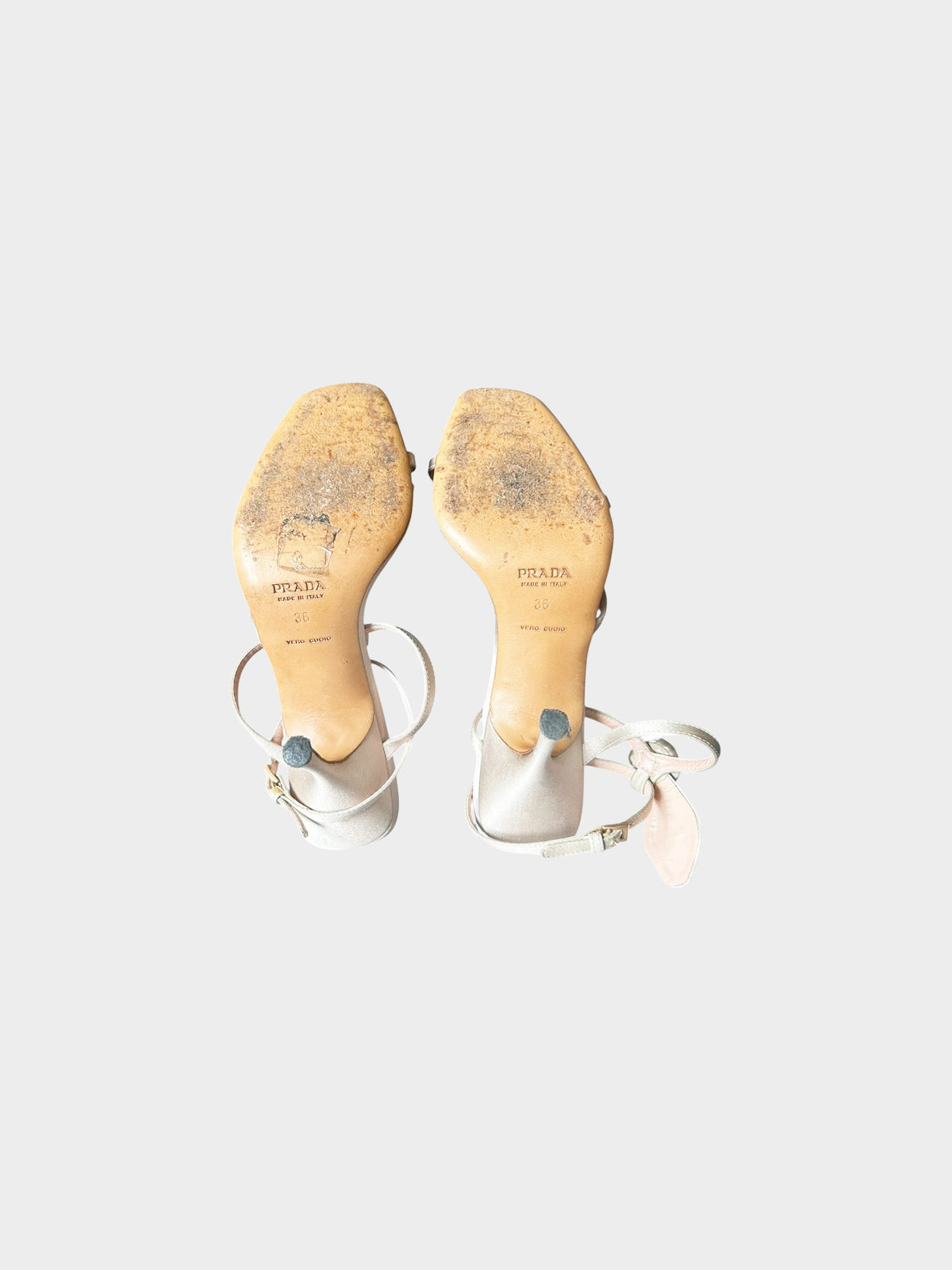 Prada 1990s Beige Satin Floral Rose Heels