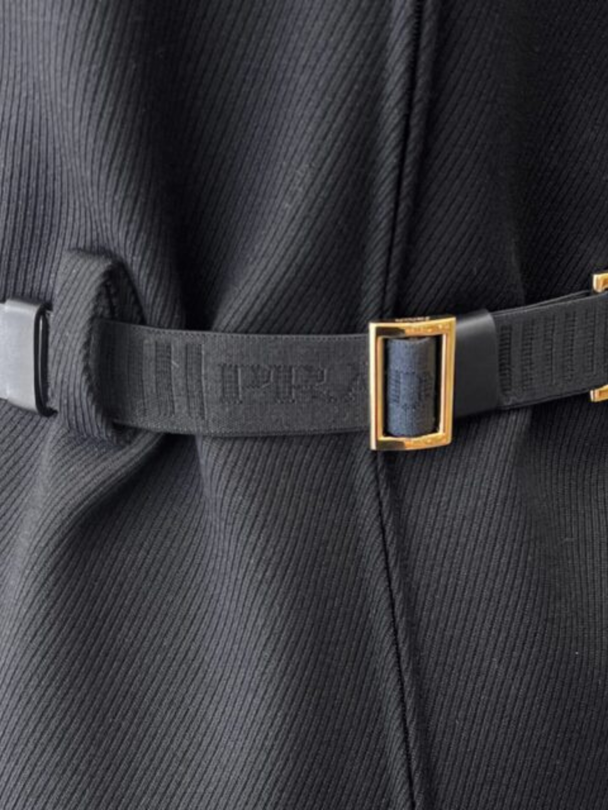 Prada 2020s Black Wool Belted Mini Dress