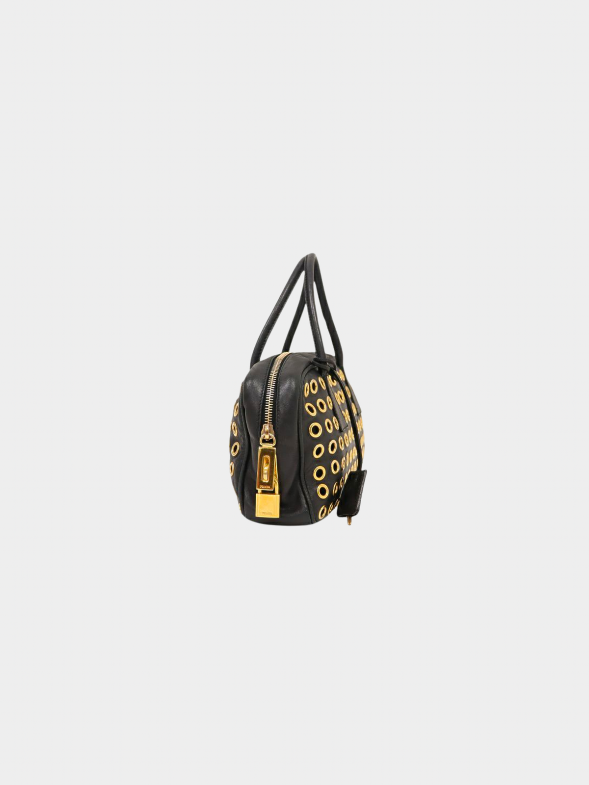 Prada 2000s Black Punching Leather Handbag