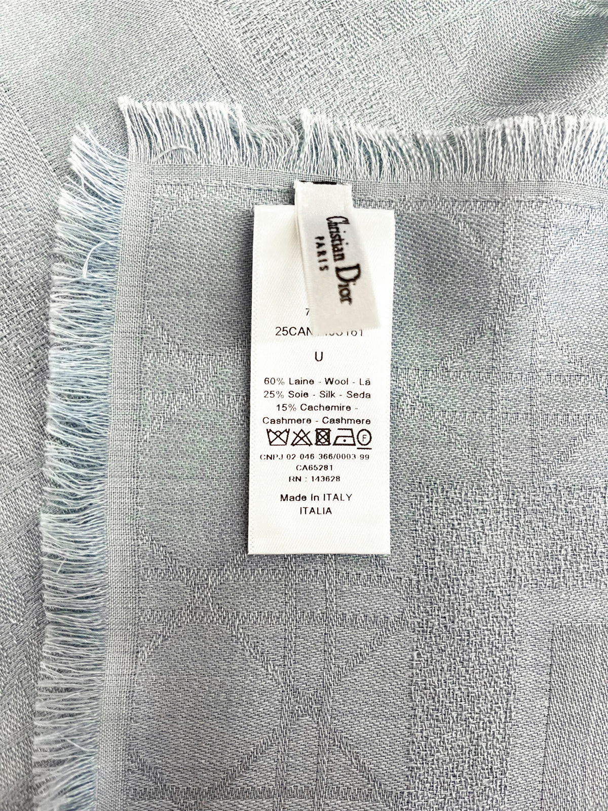 Christian Dior 2010s Powder Blue Cannage Shawl/Scarf