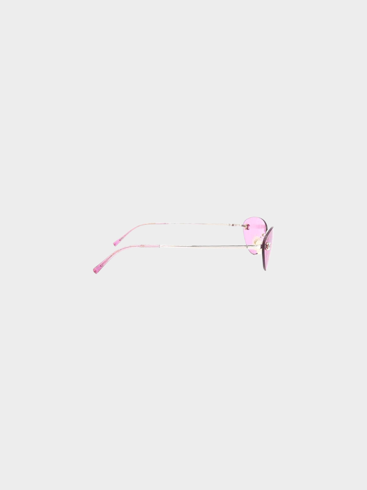 Chanel 2000s Pink Rimless CC 4003 Oval Sunglasses