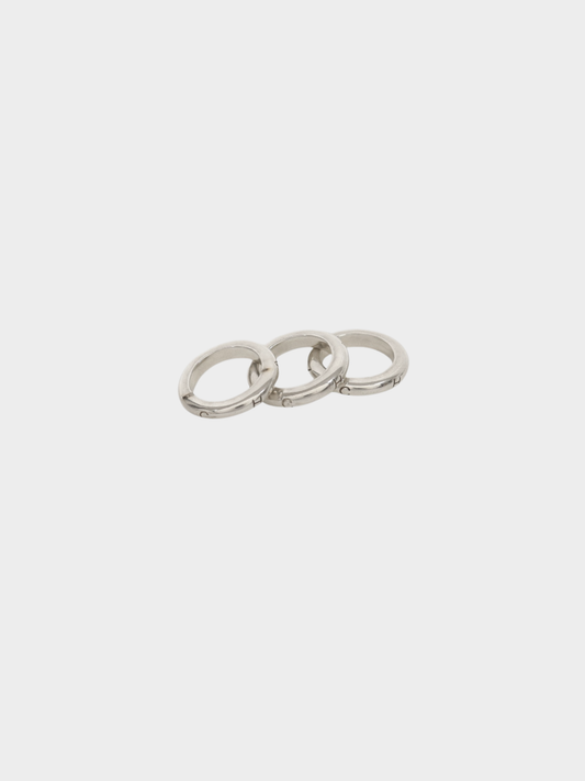 Chanel 2000s Silver 925 Logo Engraved Triple Ring