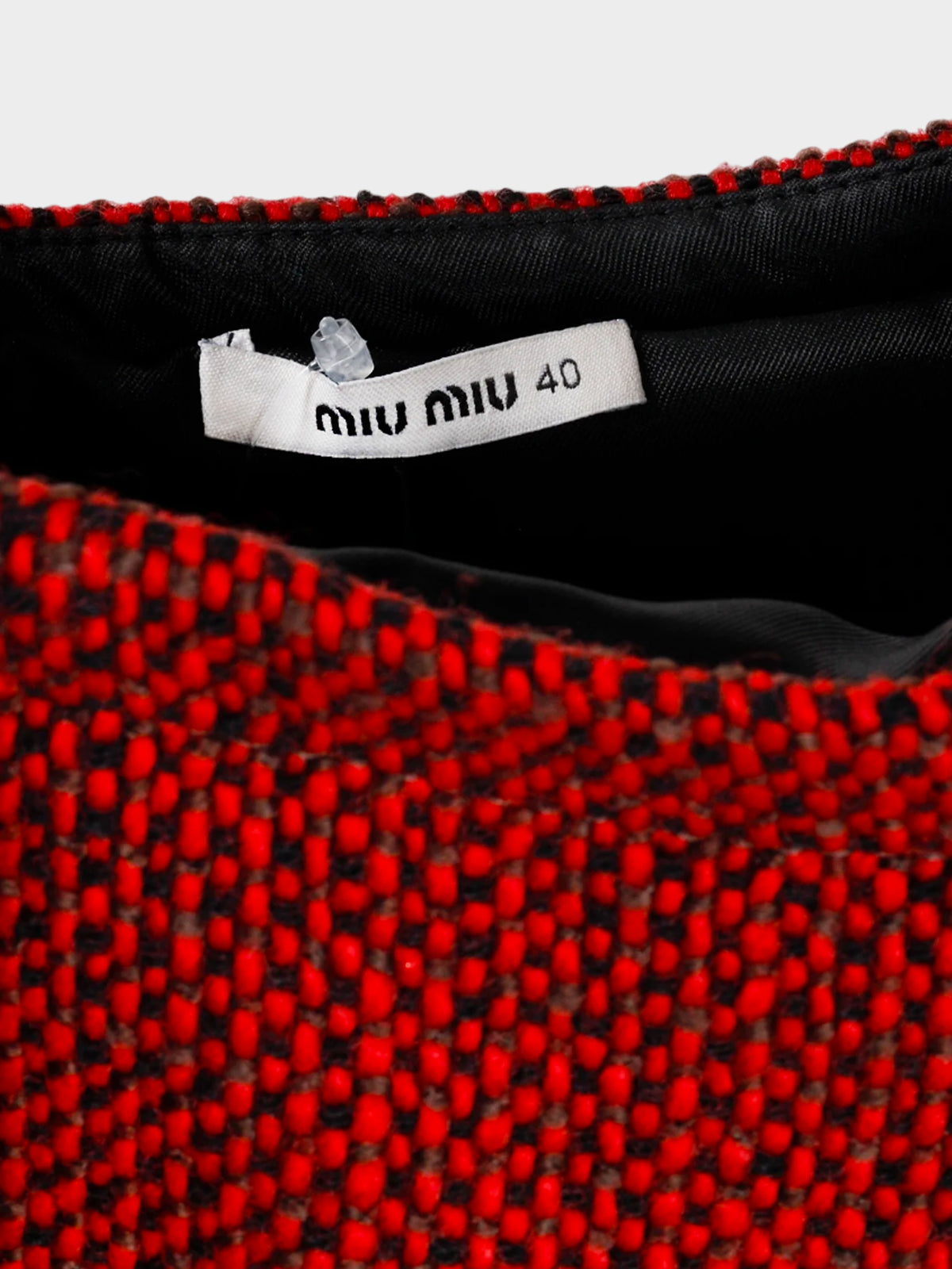 Miu Miu 2012 Red Checkered Wool Knit Mini Skirt