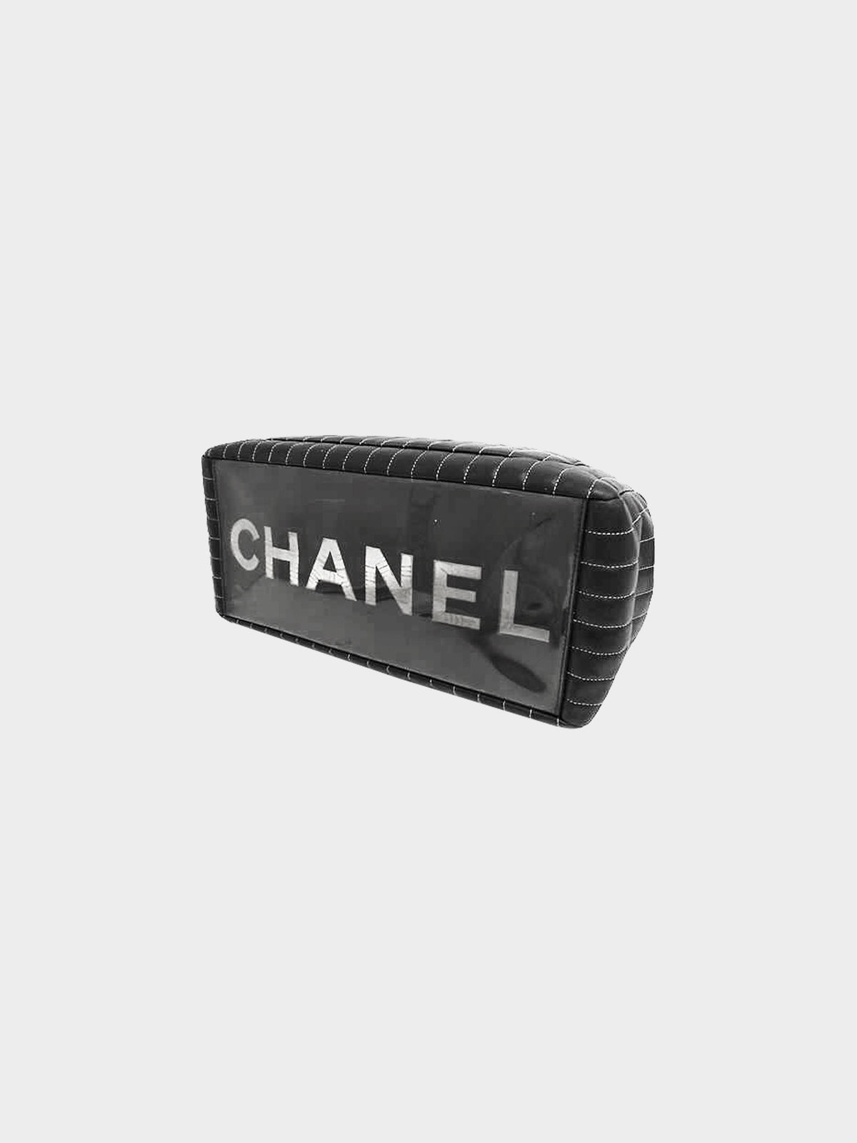 Chanel 2005-2006 Black Lambskin Leather Vertical Quilted Tote Bag