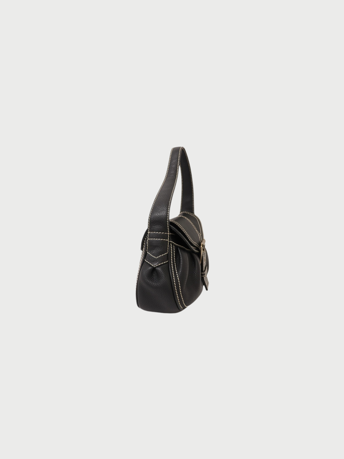 Celine 2000s Black Leather Logo Hardware One-Shoulder Bag