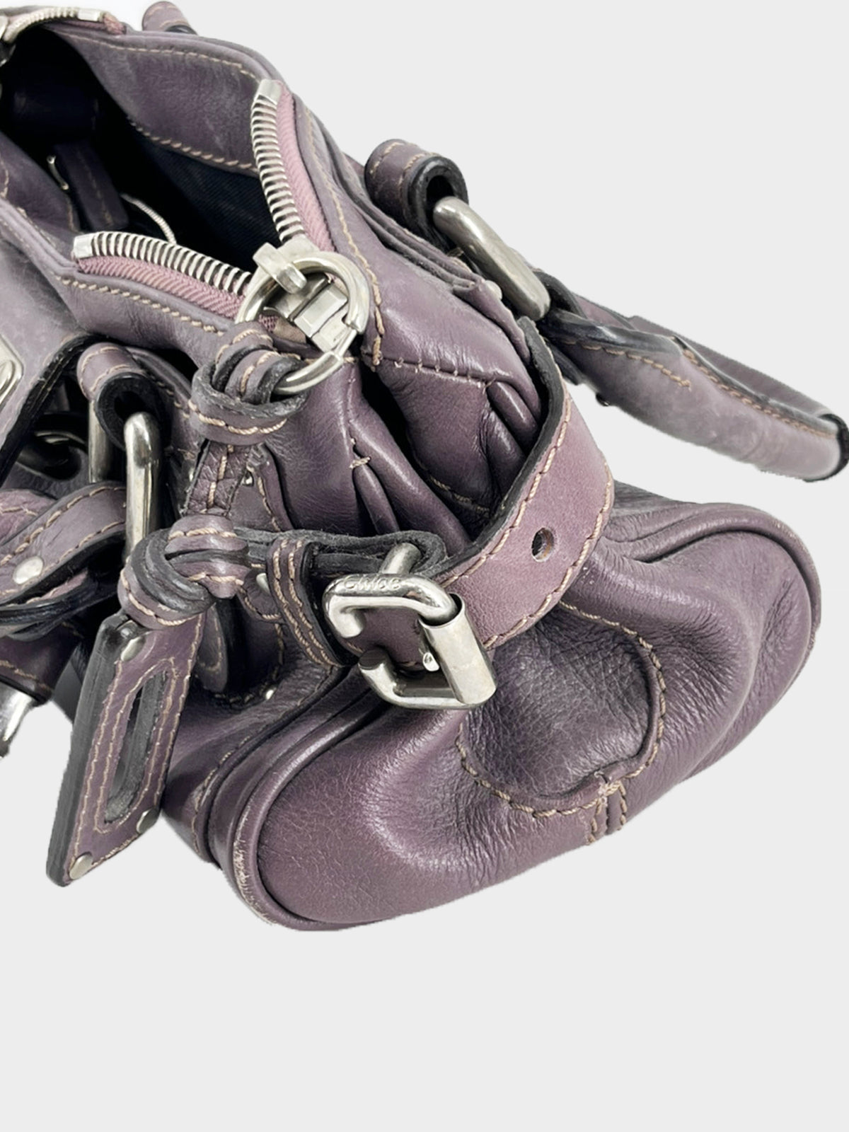 Chloe 2000s Purple Leather Paddington Bag