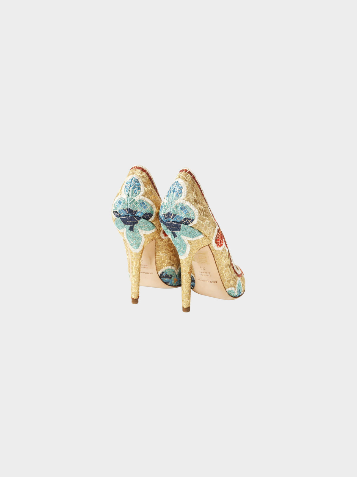 Dolce and Gabbana 2010s Multicolor Floral Embroidered Pumps