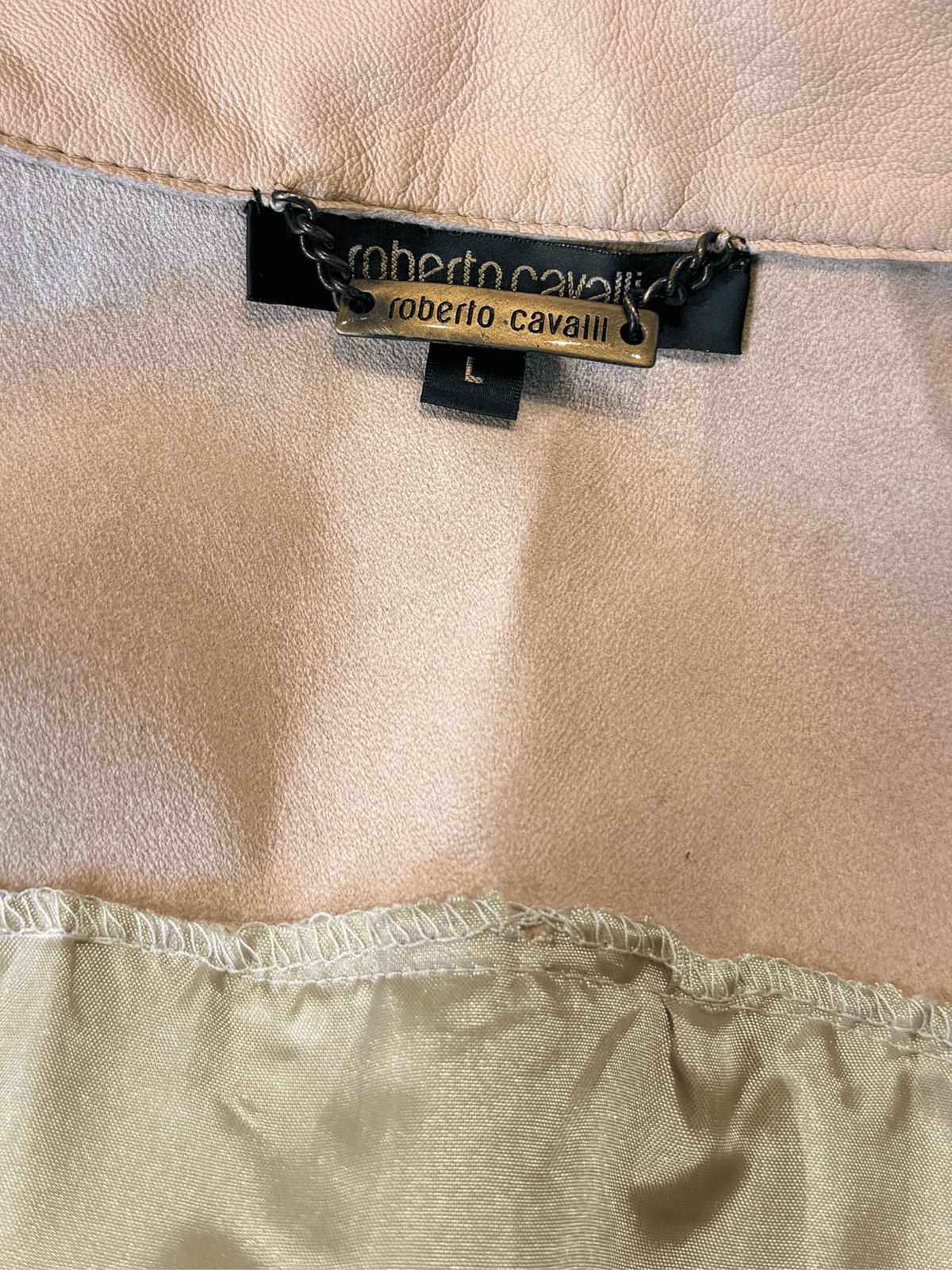 Roberto Cavalli 2000s Dusty Rose Embellished Nappa Leather Peplum Jacket