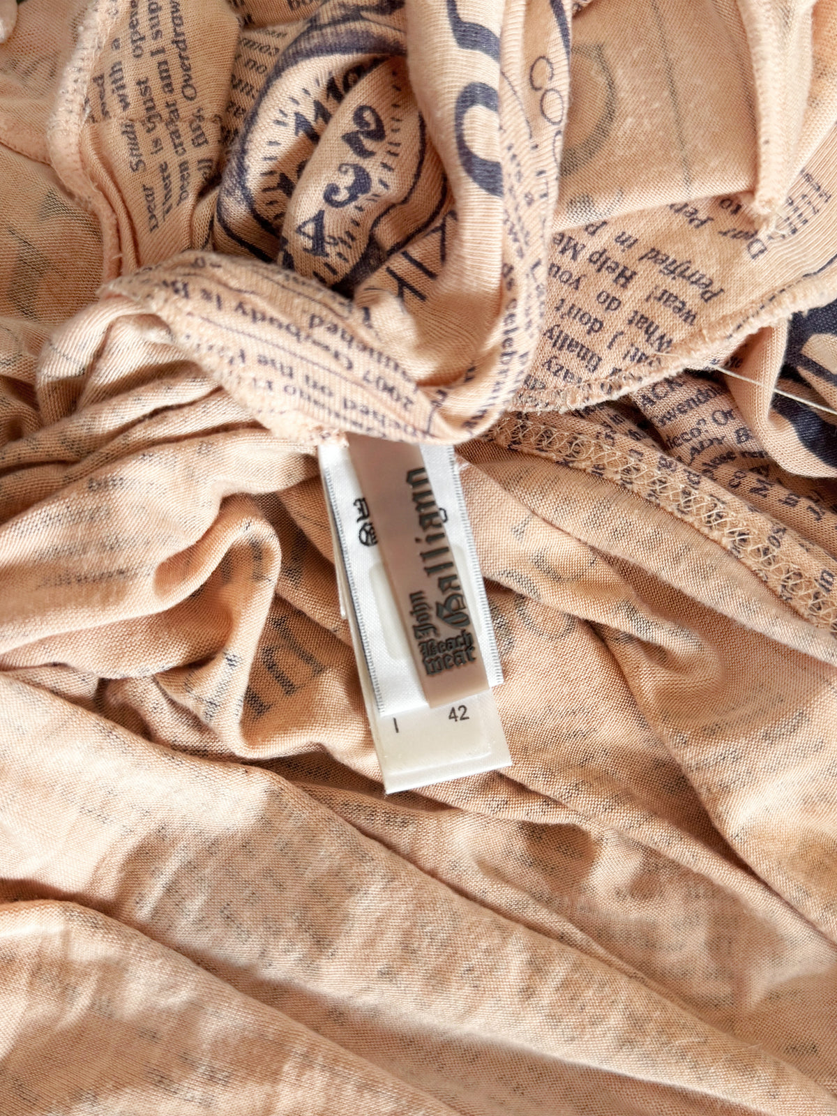 John Galliano 2000s Pink Gazette Print Dress