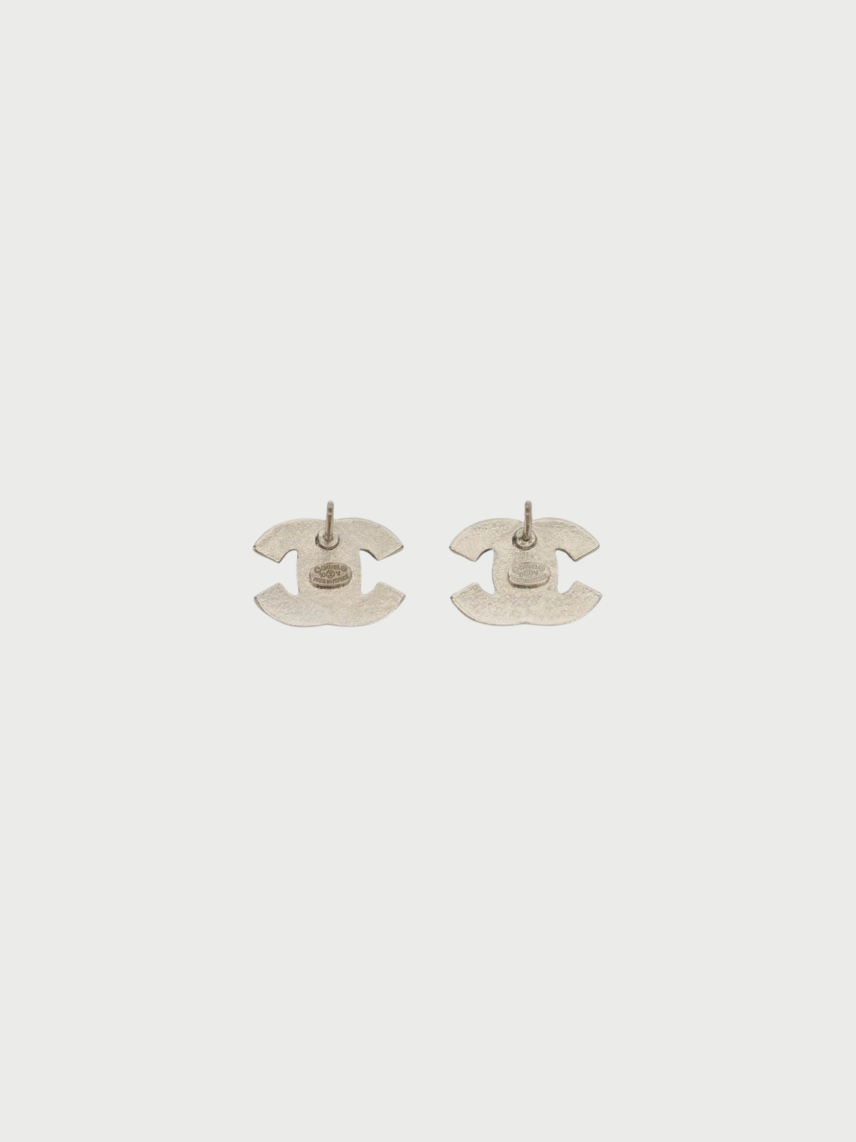 Chanel 2010 Silver Plated Rhinestone Coco Earrings