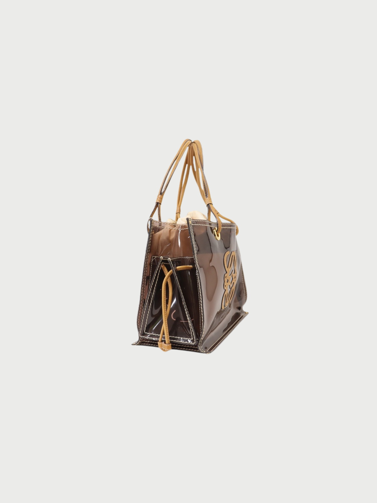 Loewe 2000s Brown PVC Leather Anagram Clear Tote Bag