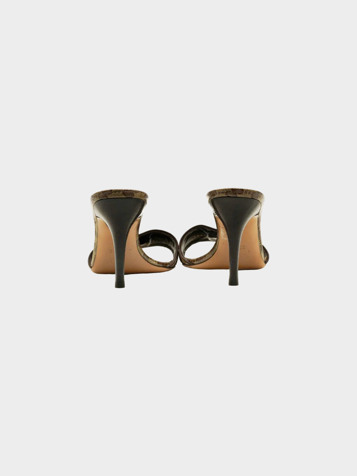 Gucci 2010s Brown GG Supreme Canvas Heeled Mules with Metal Bow